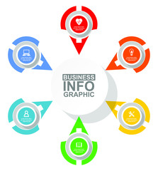 Business diagram, vector circular infographic template, web presentation in 6 options