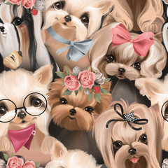 Cute dogs, puppy, pets seamless pattern - 303653648