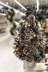 christmas tree, decoration made from natural cones