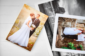 Wedding photo printed on canvas. Sample of stretched wedding photography. Canvas prints