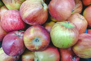A lot of red apples in the super market