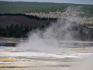 Plakat View of Clepsydra Geyser at the Lower Geyser Basin, Yellowstone National Park.