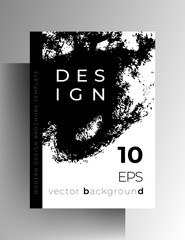 Black and white design template poster, cover with brush strokes. Vector 10 EPS.