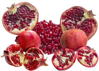 Pomegranate on white background.