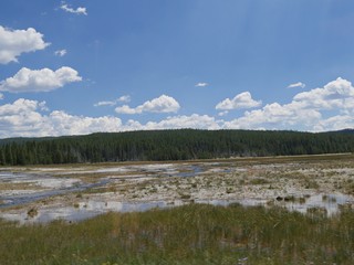 Fototapeta premium Breathtaking view from the Firehole Lake Drive at Yellowstone National Park, Wyoming.