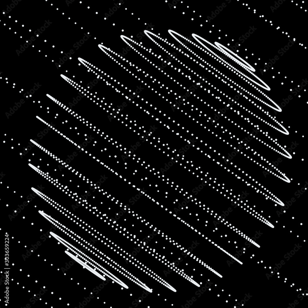 Poster 3d abstract sphere. Sphere particles on dark background. Science and technology. 3d rendering.