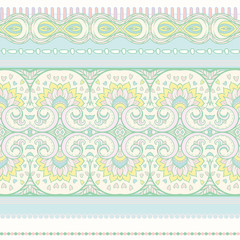Seamless pattern, background with traditional paisley. Floral vector illustration in damask style. Colored vector illustration in pastel colors..