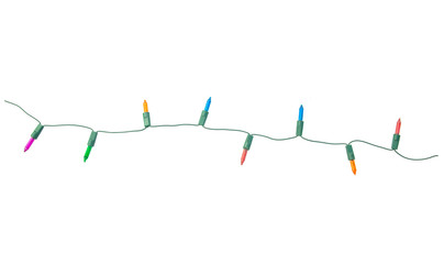 String of Christmas lights isolated on white background With clipping path.