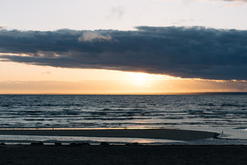 sunset on the Evening beach. Sunset on the sea. Evening