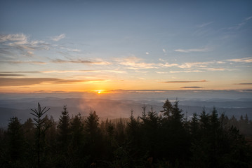 sunrise in the mountains with beautiful sky, Czech Lysa Hora