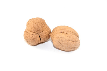 Walnuts on a white background