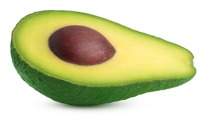 one green avocado isolated on a white background