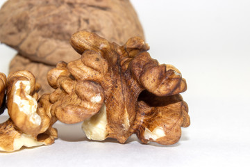 Walnuts on a white background