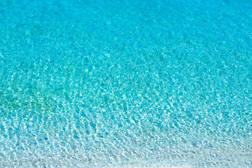 Turquoise sea waves, texture, background. Aerial view.