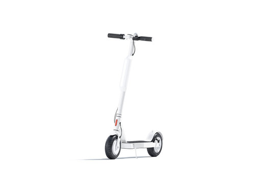 Blank white electric scooter with banner mockup isolated