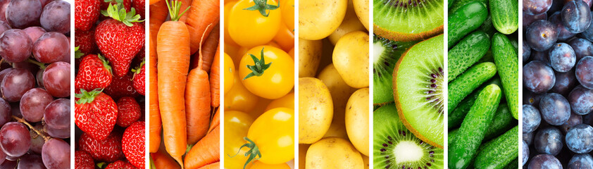 Naklejka na ściany i meble Background of fruits and vegetables. Healthy lifestyle. Fresh food