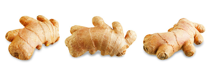 ginger root piece on white isolated background
