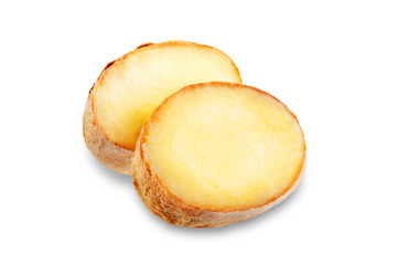 ginger root piece on white isolated background