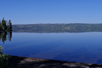 Lake Yellowstone on a peaceful morning, Yellowstone National Park, Wyoming, USA.