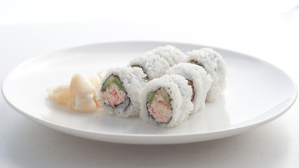 California roll in white background