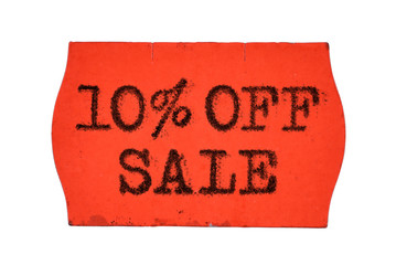 10 OFF percent Sale red price tag sticker isolated