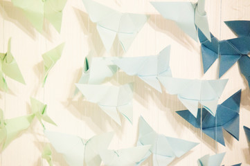  Paper butterflies on a white background