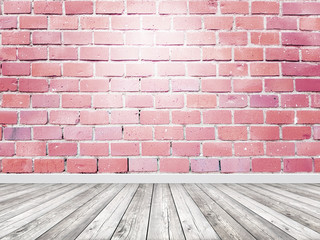 Empty room interior with vintage brick wall for background