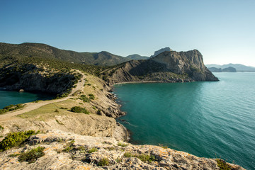 Fototapeta na wymiar mountains Crimean coast at dawn