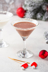 Christmas chocolate snowflake martini cocktail