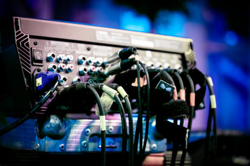 A lot of wires come from the music console