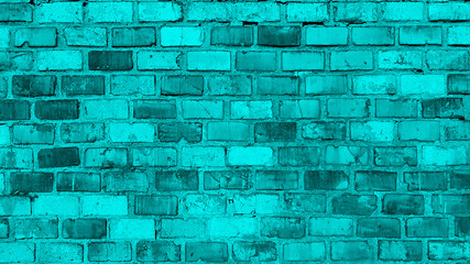 Brick Blue Wall Texture Turquoise Background Surface.