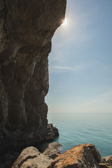 Obraz premium Golitsyn trail, the Black Sea coast of Crimea, rocks on the beach