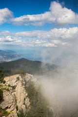 view from the mountain, on a cliff, mountain Crimea