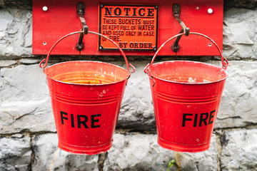 A fire buckets is a buckets filled with water or sand which is used to prevent or extinguish fires