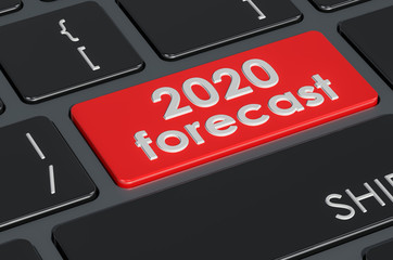 Fototapeta premium 2020 forecast button on keyboard, 3D rendering