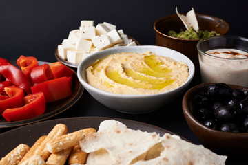 plate of hummus and vegetables