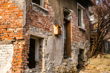 Fototapeta na wymiar Veliko Tarnovo city, Bulgaria - March 24, 2017. Traditional Bulgarian architecture in the old medieval town area, Veliko Tarnovo city, Bulgaria