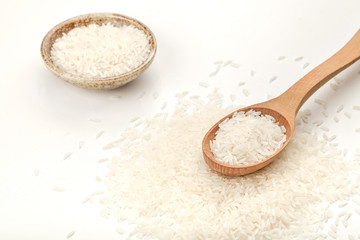 white rice on a white table close-up