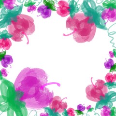 set of abstract flowers, floral frame - 303677081