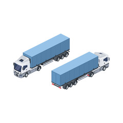 Van truck tractor. Vector 3d isometric, color web icon, new flat style. Creative illustration design, idea for infographics.