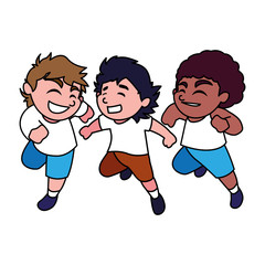 boys smiling on white background