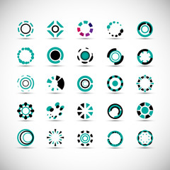 Abstract Circle Icon Set. Vector Isolated On Gray. Abstract Circle For Company Symbol, Dot Logo, Technology Icon And Element Design.Creative Circle Icons For Dot And Tech Logo. Abstract Round Template