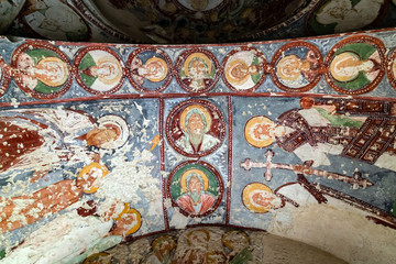 Obraz na płótnie Canvas Fresco Ceiling in cave orthodox El Nazar Church, Goreme Cappadocia, Turkey