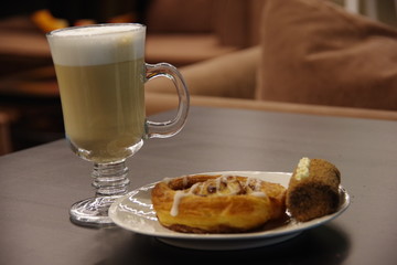 breakfast with coffee and croissant