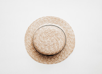 Overhead view of a straw hat