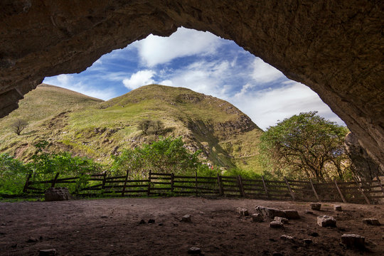 Arpea cave in Aezkoa. Jungle of Irati between Navarra and France. Cave den of tourist attraction in the Pyrenees mountains.