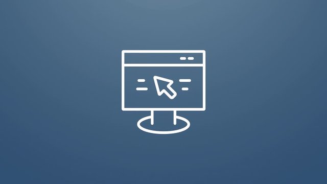 4k animation of computer monitor icon. Particles animate symbol in composition and explosion. Two background version: full color and transparent isolated alpha channel.