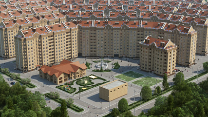 Residental complex. City Aerials.	