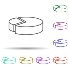 3d pie chart line multi color icon. Simple thin line, outline vector of chart and diagram icons for ui and ux, website or mobile application