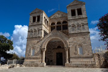 Fototapeta na wymiar monastery on Mount Tavor tourist visit
